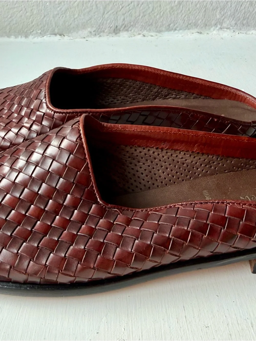 Women’s Handmade Woven Italian Leather Slip-On Loafers in Deep Wine